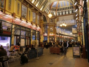 Leaden Hall Market in London in the evening time
