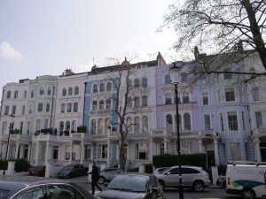 Pastel colored homes in Notting Hill in London