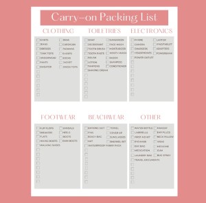Carry-on packing list