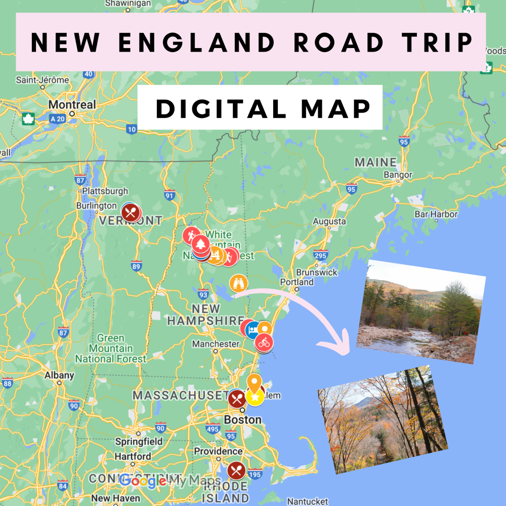 Solo New England Road Trip Digital Google Map