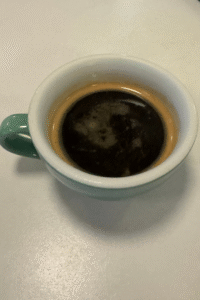 An Americano coffee from Elliott Bay Book Company in Seattle, Washington. Part of the coffee taste testing portion of the Seattle Coffee Culture Walking Tour.